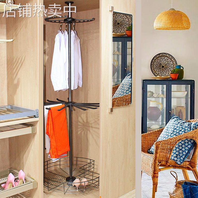 衣柜旋转衣架家用收纳柜内五金拐角衣物三层挂衣器360度转角衣架