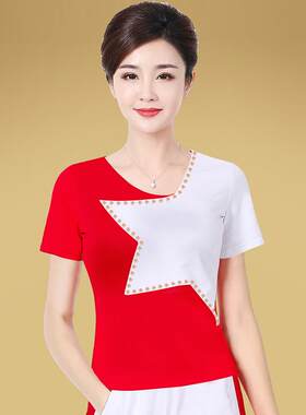 新款2020广场舞上衣夏装短袖成人鬼舞步衣服女跳舞衣服运动服女演