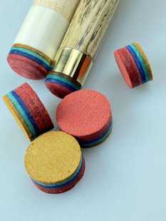 彩虹台球杆头多层多彩皮头美式九球中式黑八台球小头大头抓球好用