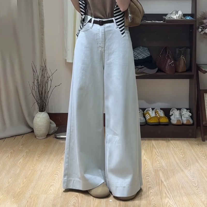 高端定制大码宽松简约白色阔腿裤