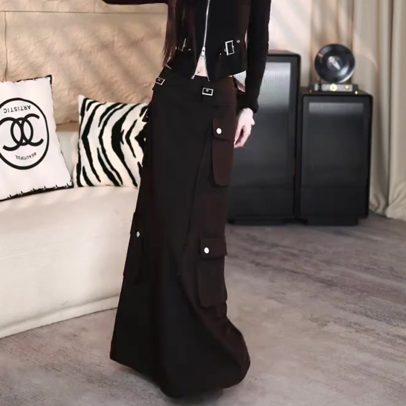 欧货高端定制黑色工装大码半身裙