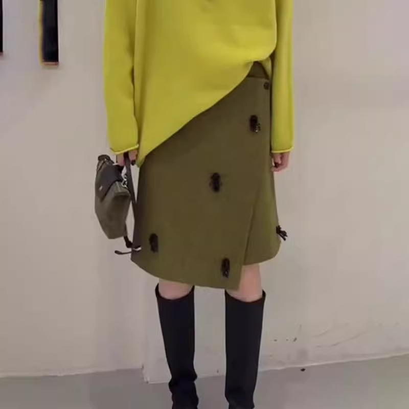 高端定制绿色立体装饰大码半身裙