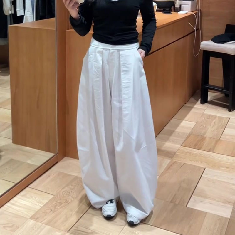 欧货高端定制白色大码阔腿裤女