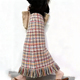 欧货高端定制彩色格纹大码 半身裙女2026早春新款 流苏减龄A字裙子