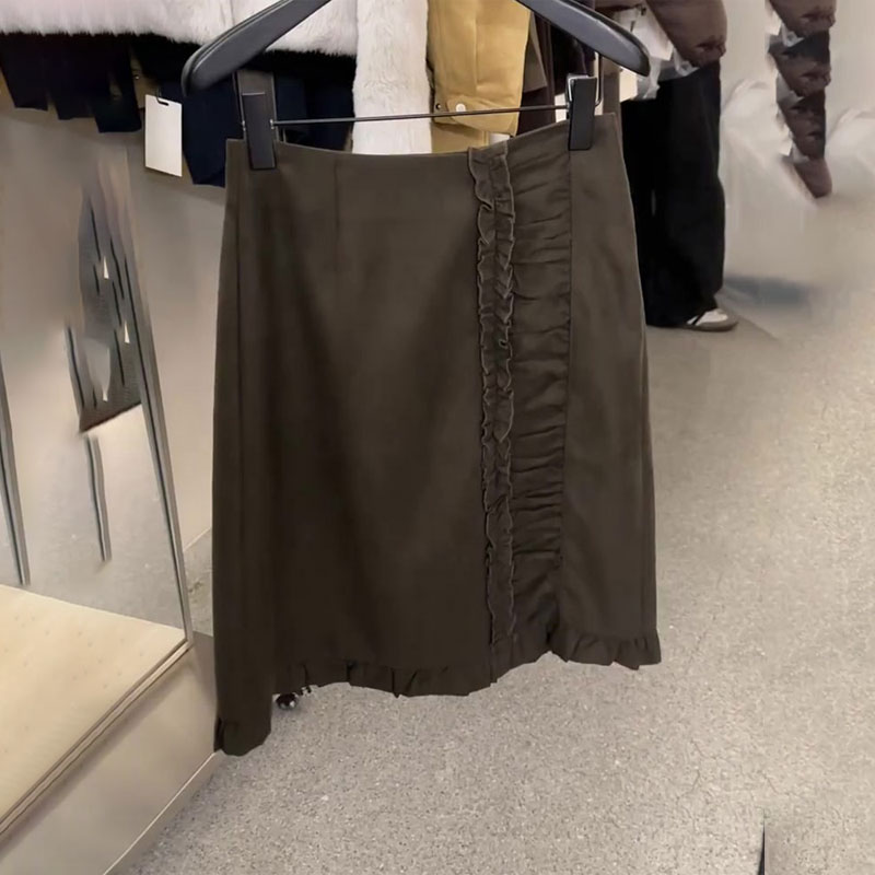 欧货高端定制军绿色大码半身裙女