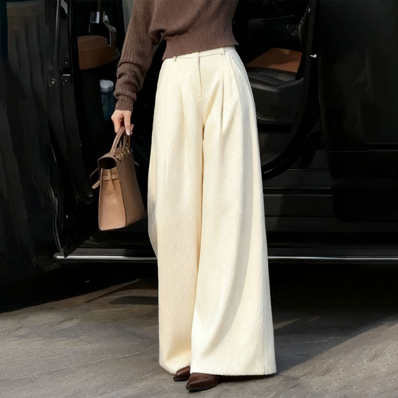 欧货高端定制白色大码阔腿裤女