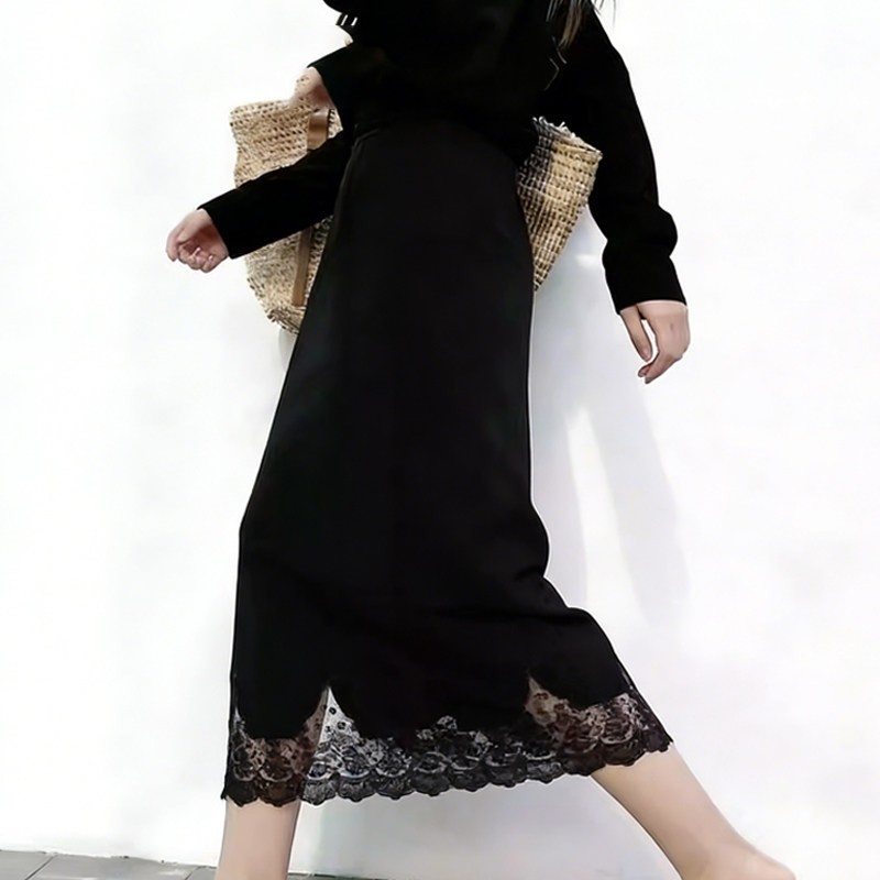 欧货高端定制黑色毛呢大码半身裙女2026早春新款蕾丝拼接A字裙子,女装/女士精品,大码半身裙,淘宝优惠券,粉丝福利购,淘宝优惠卷