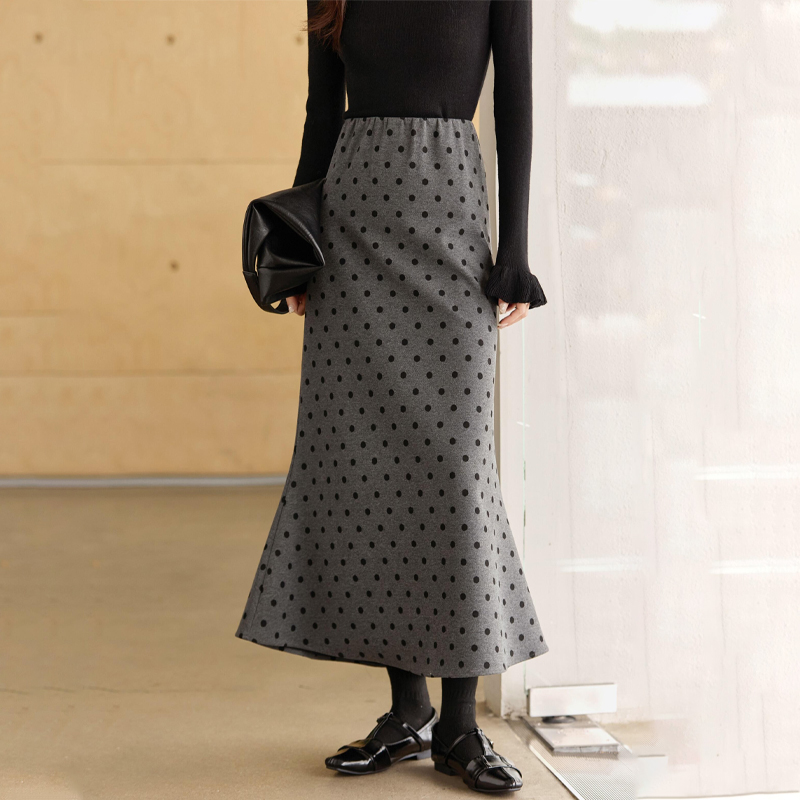 欧货高端定制灰色毛呢大码半身裙