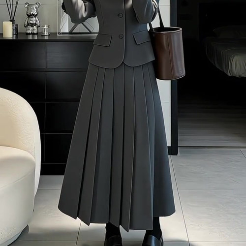 欧货高端定制灰色大码西装半身裙