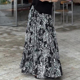 欧货高端定制黑灰色印花大码 半身裙女2026春夏新款 压褶轻熟大摆裙