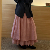 欧货高端定制豆沙粉色大码 半身裙女2026春夏新款 温柔浪漫风大摆裙