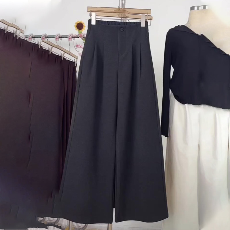 高端定制灰色毛呢大码阔腿西装裤女2025冬季新款加厚垂顺感休闲裤,女装/女士精品,大码裤装,淘宝优惠券,粉丝福利购,淘宝优惠卷