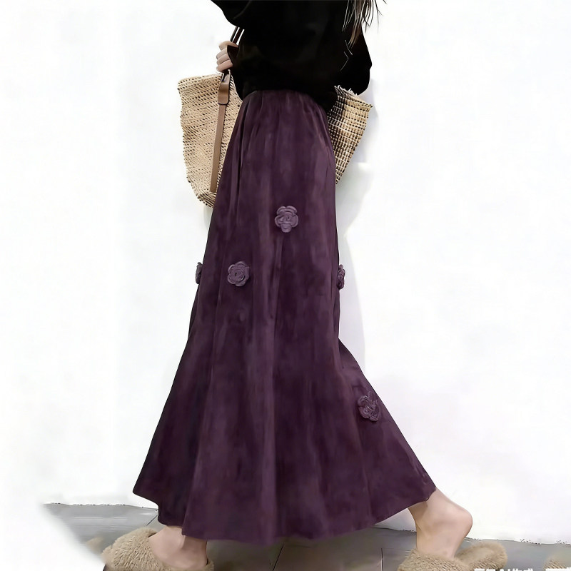 欧货高端定制紫色丝绒大码半身裙女2025冬季新款加厚轻熟风大摆裙,女装/女士精品,大码半身裙,淘宝优惠券,粉丝福利购,淘宝优惠卷