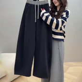 宽松弯刀裤 女2025冬季 新款 欧货黑色大码 运动休闲风松弛感香蕉裤 子