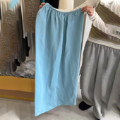 欧货高端定制天蓝色大码 半身裙女2026春夏新款 极简温柔风A字裙子