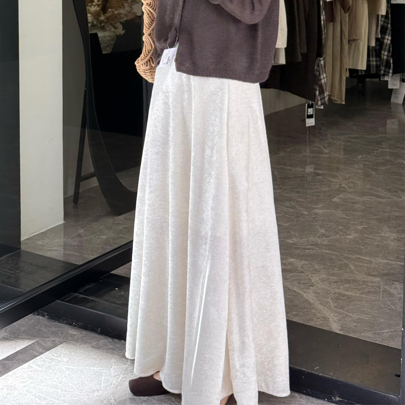 欧货高端定制白色大码半身大摆裙