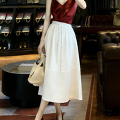 抽绳装 欧货高端定制白色极简大码 半身裙女2026早春新款 饰A字裙子