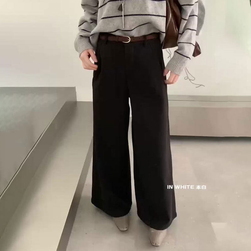 欧货高端定制棕色大码阔腿裤女