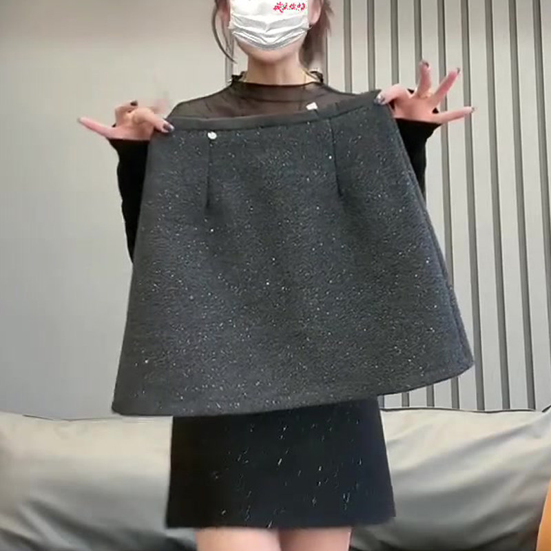 高端定制灰色毛呢大码细闪半身裙女2025冬季新款加厚极简风A字裙,女装/女士精品,大码半身裙,淘宝优惠券,粉丝福利购,淘宝优惠卷