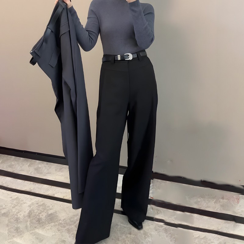 欧货正品灰色西装面料阔腿裤女2025年秋季新款法式高级感垂感长裤,女装/女士精品,大码裤装,淘宝优惠券,粉丝福利购,淘宝优惠卷