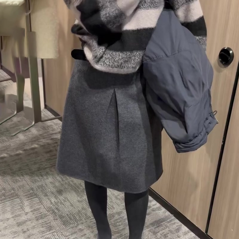 欧货高端定制灰色毛呢大码半身裙