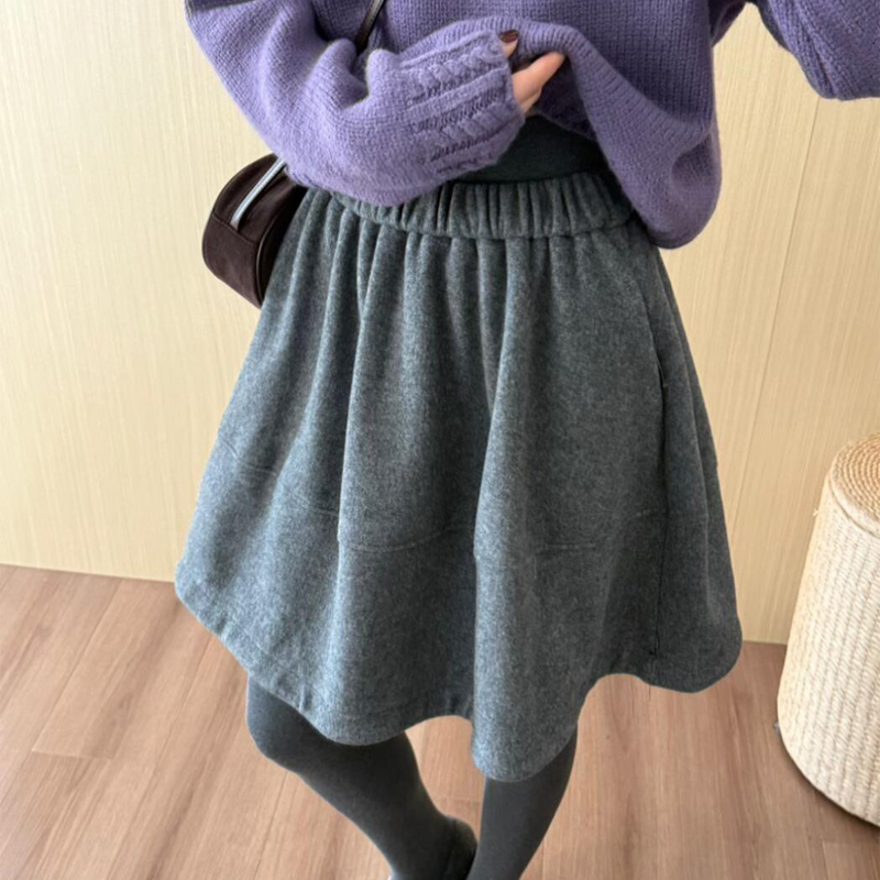 欧货高端定制灰色毛呢大码半身裙