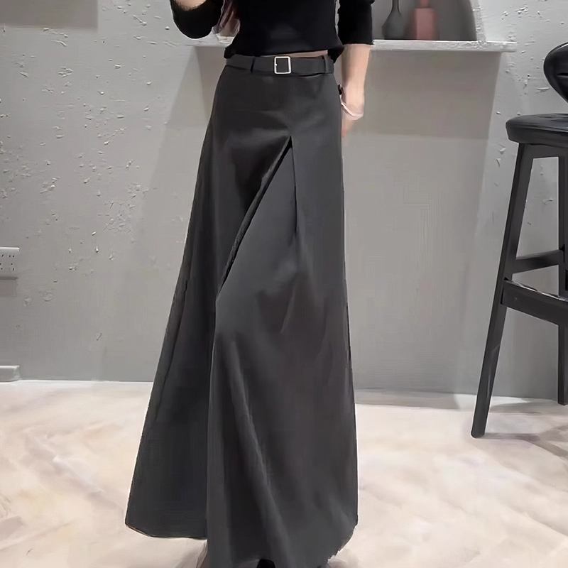 高端定制深灰色毛呢大码半身裙