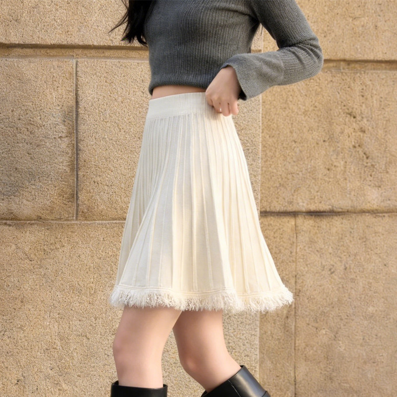 欧货高端定制奶白色针织大码半身裙女2026早春新款慵懒风A字裙子,女装/女士精品,大码半身裙,淘宝优惠券,粉丝福利购,淘宝优惠卷