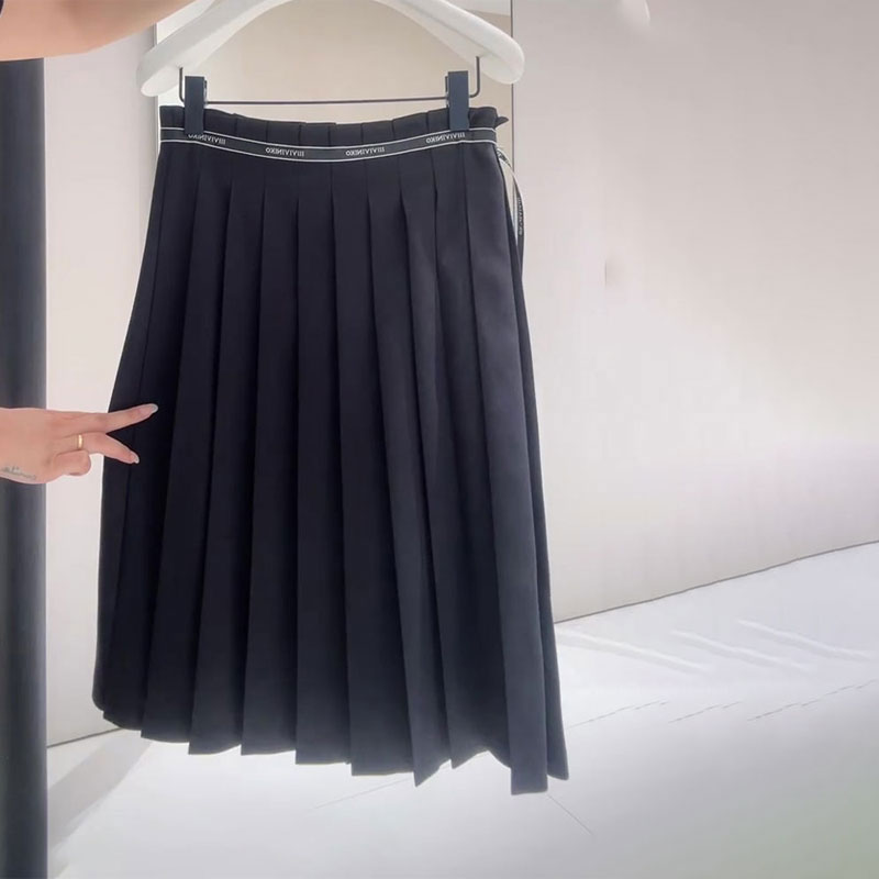 欧货高端定制黑色大码百褶裙