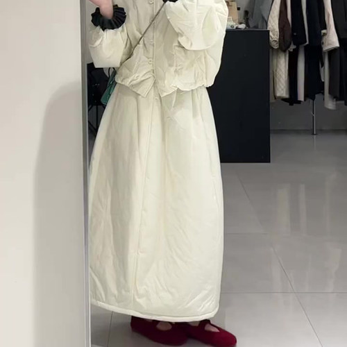 欧货高端定制奶油色大码半身裙女