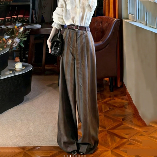 欧货高端定制灰色拼接大码阔腿裤