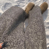 百搭阔腿休闲裤 女2025冬季 新款 欧货灰咖色毛呢时尚 遮肚子显瘦裤 子