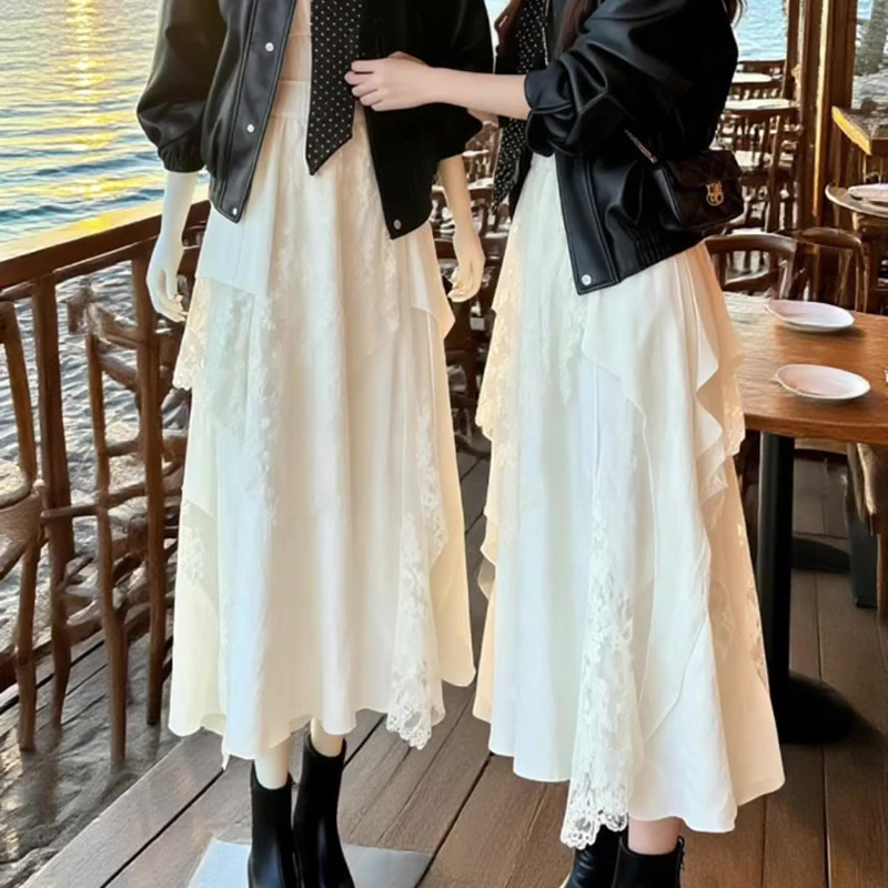 欧货高端定制白色蕾丝大码半身裙