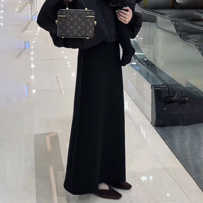 欧货高端定制黑色大码半身裙女