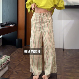 子 杏色宽松显瘦条纹阔腿裤 女2025夏季 薄款 休闲减龄百搭潮流直筒裤