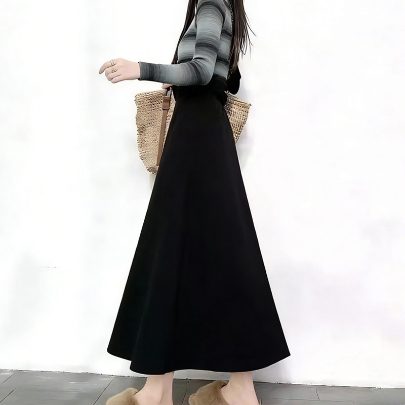 欧货高端定制黑色毛呢大码半身裙女2026早春新款轻熟慵懒风大摆裙,女装/女士精品,大码半身裙,淘宝优惠券,粉丝福利购,淘宝优惠卷