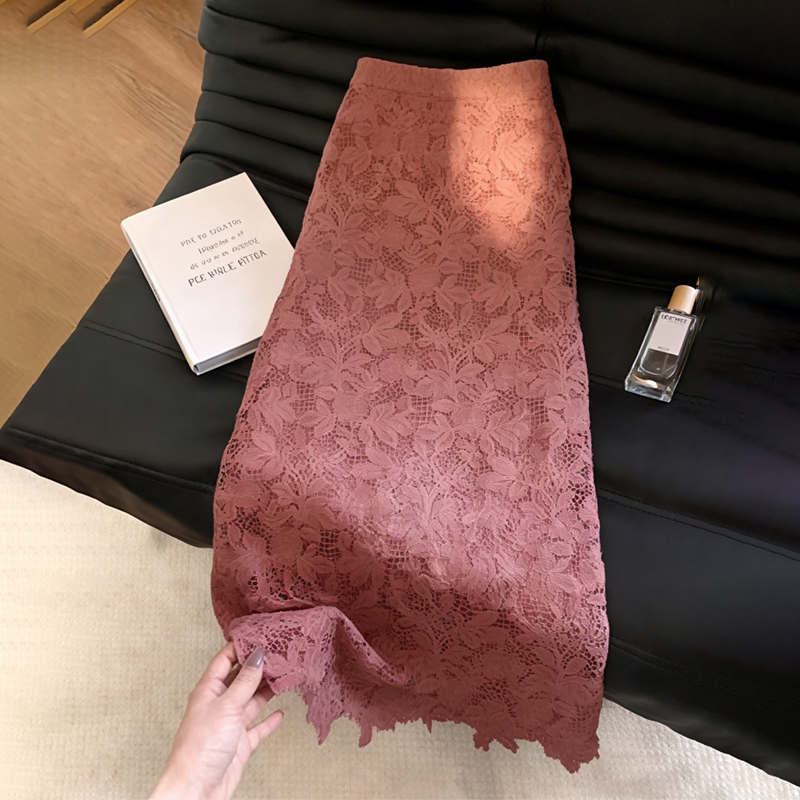 欧货高端定制豆沙粉蕾丝大码半身裙女2026夏季新款法式温柔A字裙