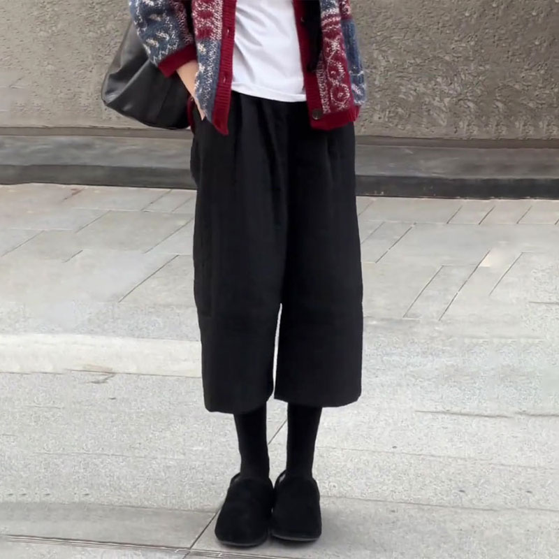 欧货高端定制黑色大码阔腿裤女