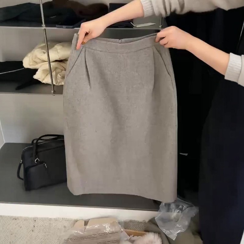 高端定制灰色气质大码半身裙女