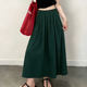 欧货高端定制墨绿色压褶大码 半身裙女2026春夏新款 温柔风A字裙子