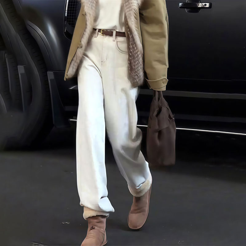 欧货高端定制白色大码阔腿裤女