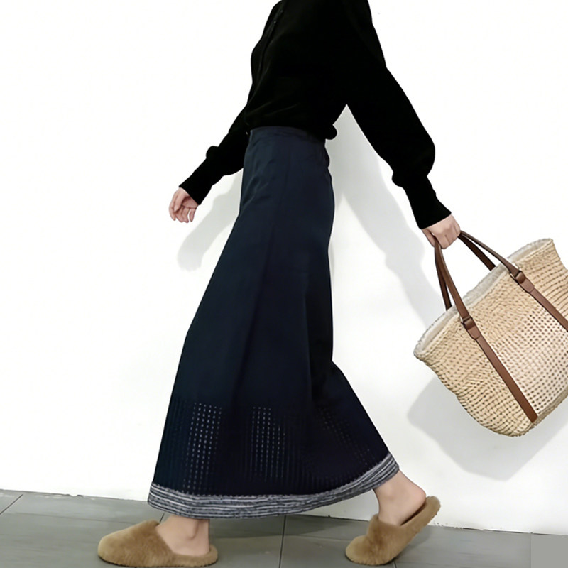 欧货高端定制藏青色针织大码半身裙女2026早春新款镂空轻熟A字裙,女装/女士精品,大码半身裙,淘宝优惠券,粉丝福利购,淘宝优惠卷