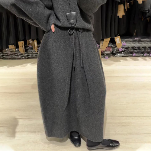 欧货高端定制灰色毛呢大码半身裙