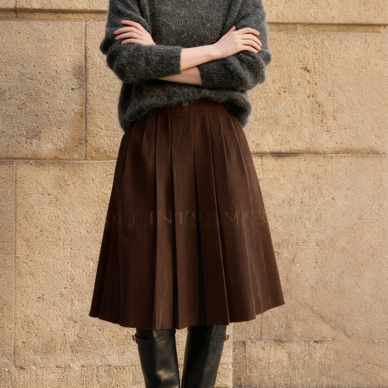 欧货高端定制咖色毛呢大码半身裙女2025冬季新款加厚轻熟百褶裙子,女装/女士精品,大码半身裙,淘宝优惠券,粉丝福利购,淘宝优惠卷
