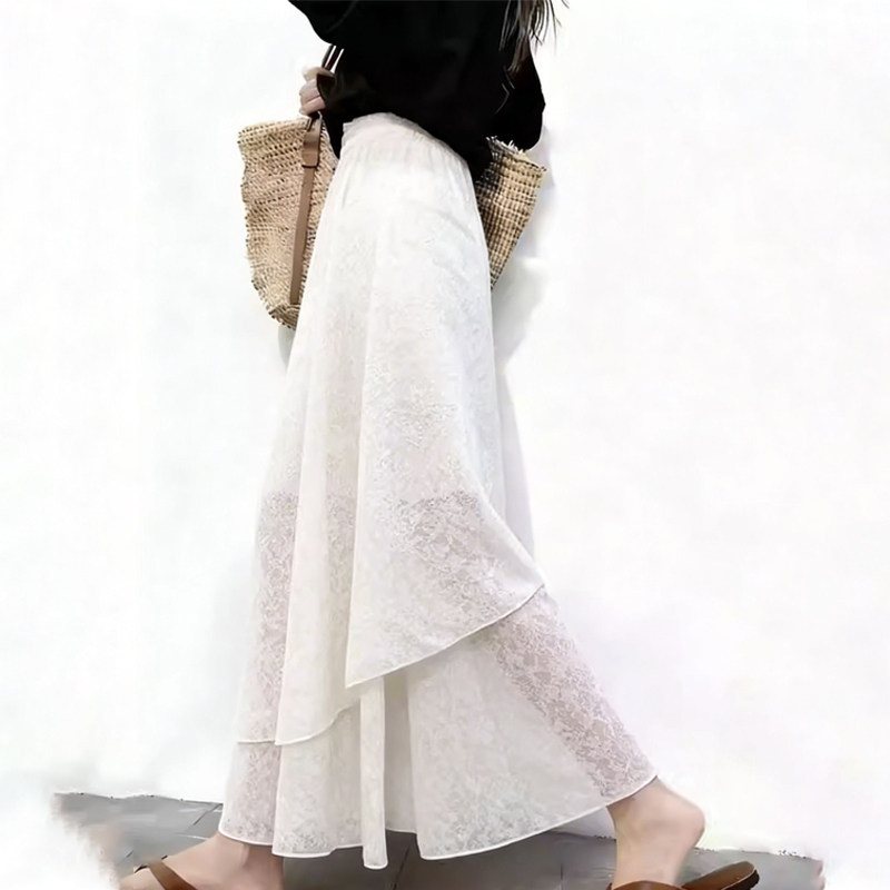 欧货高端定制白色蕾丝大码半身裙女2026早春新款轻熟温柔风大摆裙,女装/女士精品,大码半身裙,淘宝优惠券,粉丝福利购,淘宝优惠卷