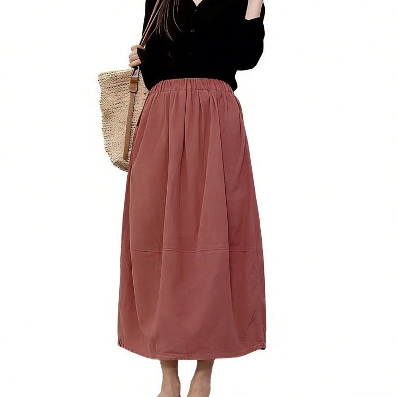 欧货高端定制砖红色大码半身裙女2026早春新款慵懒风减龄花苞裙子,女装/女士精品,大码半身裙,淘宝优惠券,粉丝福利购,淘宝优惠卷