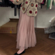 欧货高端定制浅粉色大码 半身裙女2026春夏新款 网纱浪漫风大摆裙子