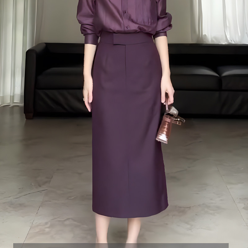紫色大码长款半身裙女2025年秋季新款高腰显瘦轻奢百搭舒适开叉裙,女装/女士精品,大码半身裙,淘宝优惠券,粉丝福利购,淘宝优惠卷