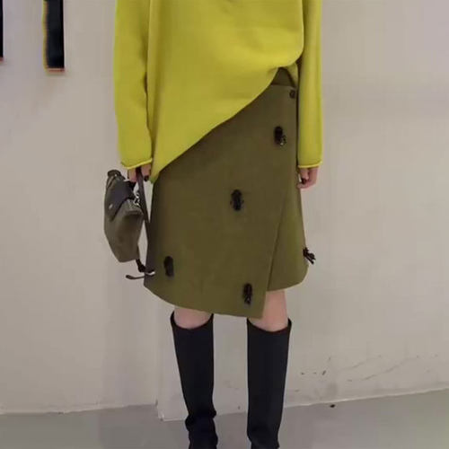 定制绿色立体装饰大码半身裙女