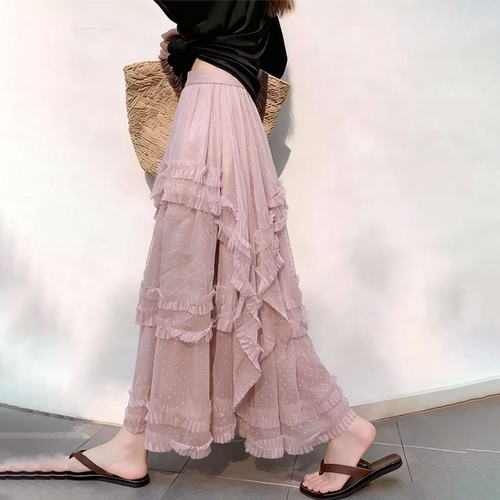 高端定制裸粉色大码网纱半身裙女